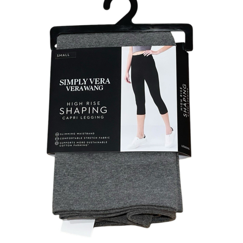 Simply Vera Verawang High Rise Shaping Capri Leggings Small Gray Slimming
